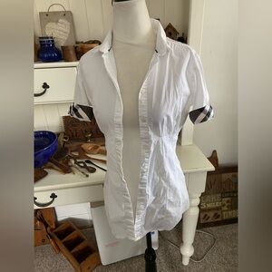 Burberry London White Cotton Button Up Sz 6